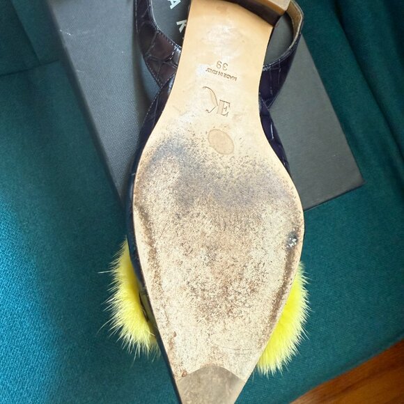 Eugenia Kim Navy Blue and Yellow Slingback Flats, size 39 - Picture 3 of 5